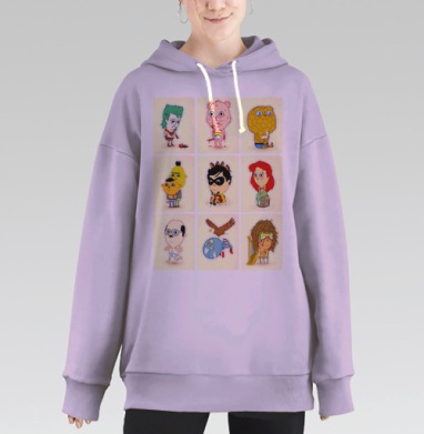 Комикс персонажи, Hoodie Long Oversize Fiolet