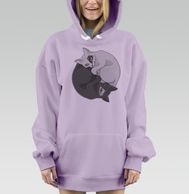 Кошачий инь-янь, Hoodie Mjhigh Dig Mel, Fiolet, утепленная