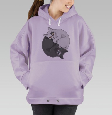Кошачий инь-янь, Hoodie Oversize Fiolet