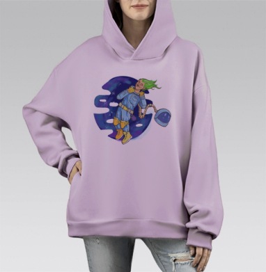 Космический астронавт свобода невесомость полет, Hoodie Mono Fiolet, оверсайз, утепленная