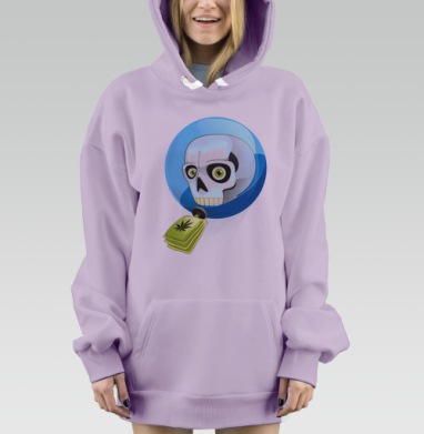 Космический череп с зелёным брелоком, Hoodie Mjhigh Dig Mel, Fiolet, утепленная