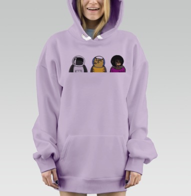 Космическое путешествие с забавной командой, Hoodie Mjhigh Dig Mel, Fiolet, утепленная