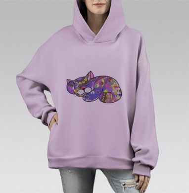 Котенок, Hoodie Mono Fiolet, оверсайз, утепленная