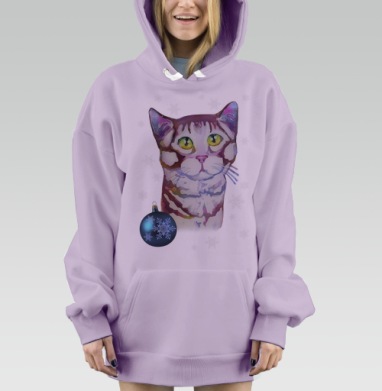 Котик в снежинках, Hoodie Mjhigh Dig Mel, Fiolet, утепленная