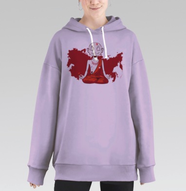 Красный дзэн с советскими символами просветленное учение страны, Hoodie Long Oversize Fiolet