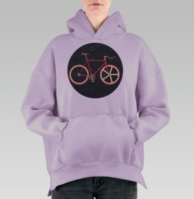 Красный городской велосипед с контрастом, Hoodie Oversize Fiolet, утепленная