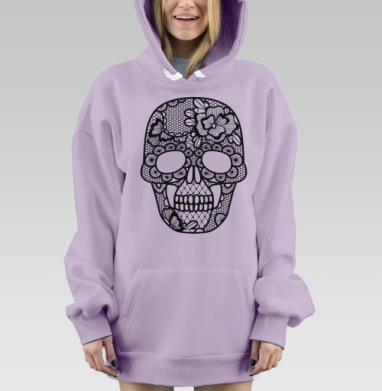 Кружевной череп, Hoodie Mjhigh Dig Mel, Fiolet, утепленная