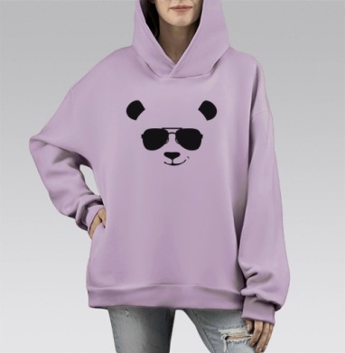 Крутопанда, Hoodie Mono Fiolet, оверсайз, утепленная