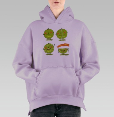 Лайм в разных видах нарезки Lime in Different Cuts, Hoodie Oversize Fiolet, утепленная