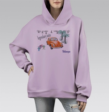 Легендарная машина, Hoodie Mono Fiolet, оверсайз, утепленная