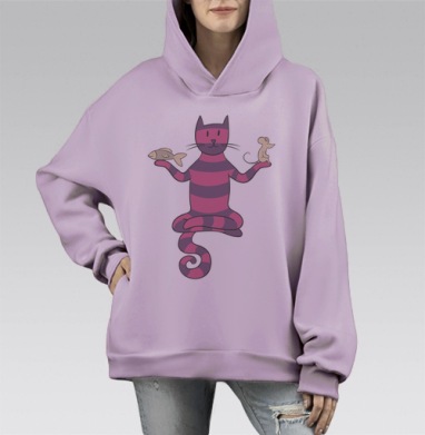 Libra / Весы, Hoodie Mono Fiolet, оверсайз, утепленная