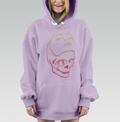 Лицо с черепом символ жизни смерти, Hoodie Mjhigh Dig Mel, Fiolet, утепленная