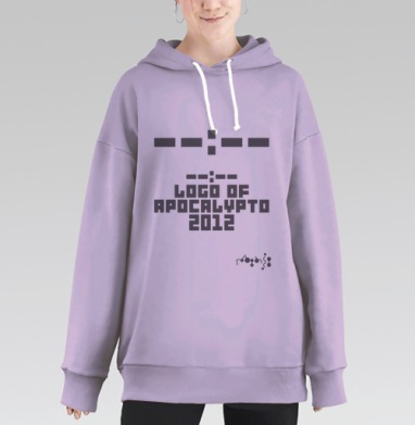 Логотип Апокалипто 2012 Брутализм пиксель-арт симуляцией, Hoodie Long Oversize Fiolet