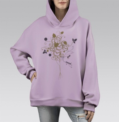 Логотипы Mazda как бутончики на вьющемся растении zoom-zoom, Hoodie Mono Fiolet, оверсайз, утепленная