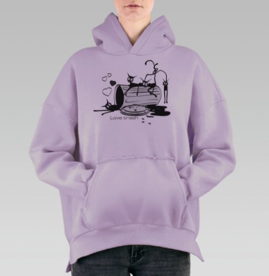 Love trash, Hoodie Oversize Fiolet, утепленная