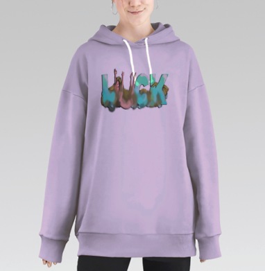 LUCK / УДАЧА, Hoodie Long Oversize Fiolet