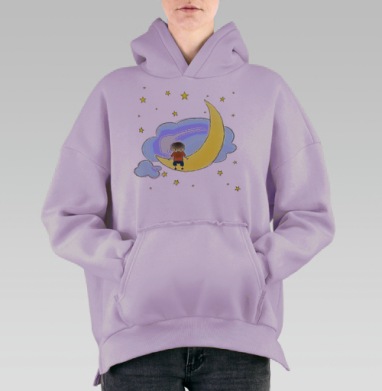 Мальчик на луне, Hoodie Oversize Fiolet, утепленная