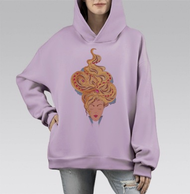 Мария Антуанетта, Hoodie Mono Fiolet, оверсайз, утепленная