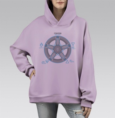 Mazda и алхимия стихий на колесах Mazda ZOOM-ZOOM, Hoodie Mono Fiolet, оверсайз, утепленная
