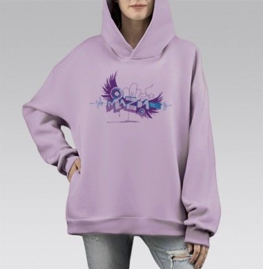 Mazda Мазда драйв свобода ритм движения, Hoodie Mono Fiolet, оверсайз, утепленная