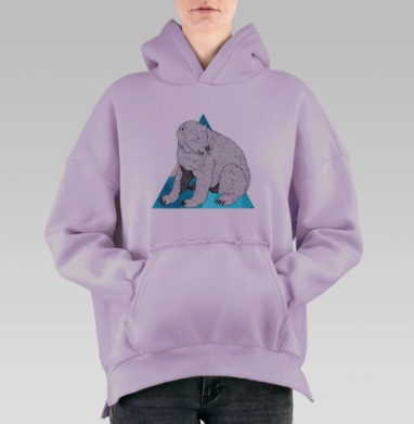 Медведь холодной Арктики в графике, Hoodie Oversize Fiolet, утепленная
