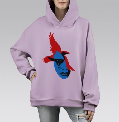 Мёртвые вороны, Hoodie Mono Fiolet, оверсайз, утепленная