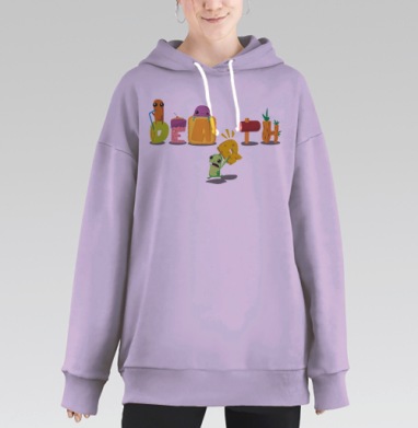 Механический скелет человека в футуристическом стиле, Hoodie Long Oversize Fiolet