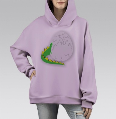 Милое вылупление драконьего детёныша, Hoodie Mono Fiolet, оверсайз, утепленная