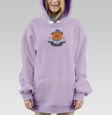Милый мопс с шляпой и ироничной лентой, Hoodie Mjhigh Dig Mel, Fiolet, утепленная