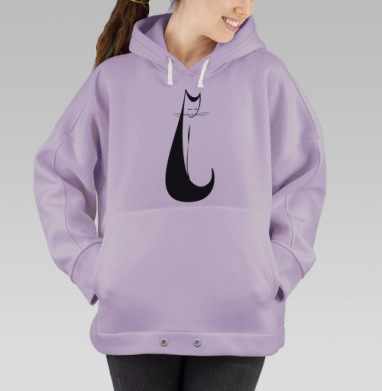 Минималистичное контурное изображение кошки, Hoodie Oversize Fiolet