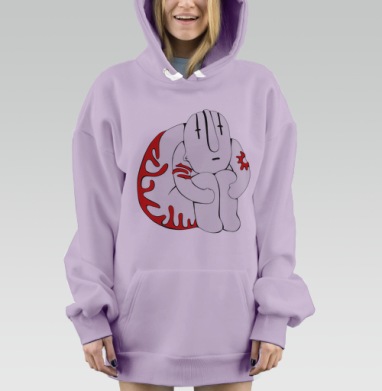 Минималистичный арт: персонаж в раздумье с красными акцентами, Hoodie Mjhigh Dig Mel, Fiolet, утепленная