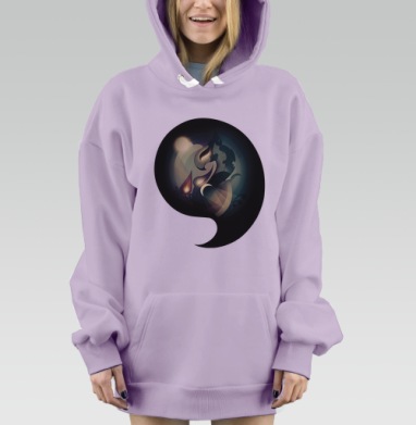 Мистический дракон с пламенем и луной, Hoodie Mjhigh Dig Mel, Fiolet, утепленная