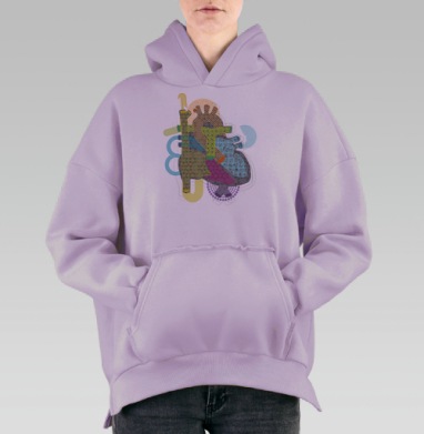 Многослойный механизм сложного человеческого сердца, Hoodie Oversize Fiolet, утепленная