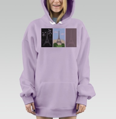 Мультяшная эйфелева башня, Hoodie Mjhigh Dig Mel, Fiolet, утепленная