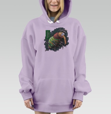 Мультяшное насекомое в полосатой кофте – забавный персонаж, Hoodie Mjhigh Dig Mel, Fiolet, утепленная