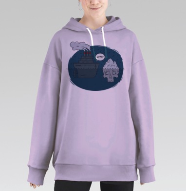 Мультяшный корабль Titanic и говорящий айсберг WTF, Hoodie Long Oversize Fiolet