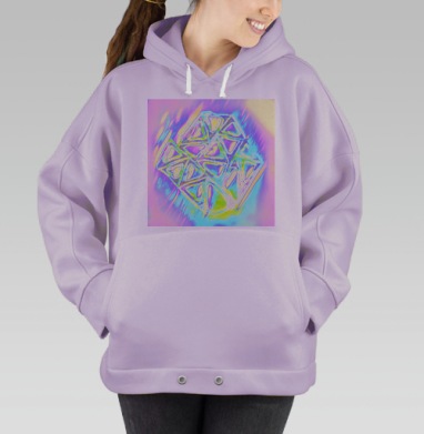 Неоновая космическая геометрия с метеоритным серебром тренд года, Hoodie Oversize Fiolet