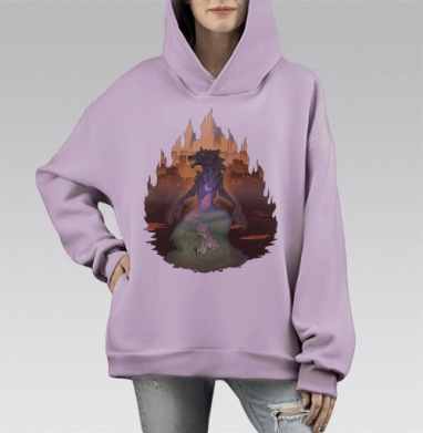 Neverland / Нетландия, Hoodie Mono Fiolet, оверсайз, утепленная