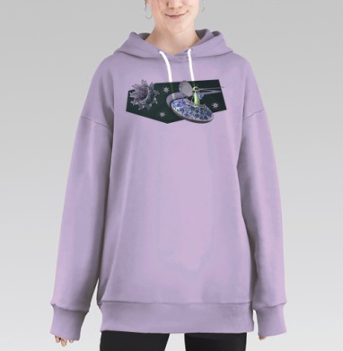 new gen tracery theme  / Узорная тема нового поколения, Hoodie Long Oversize Fiolet