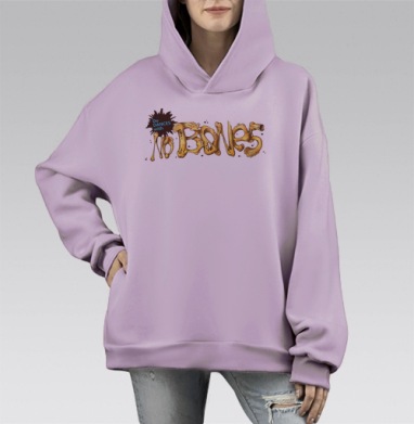 No BONES / Без костей, Hoodie Mono Fiolet, оверсайз, утепленная