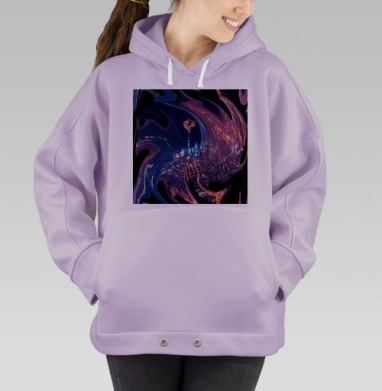 Ночной Лос Анджелес синий красный фиолетовый абстракция, Hoodie Oversize Fiolet