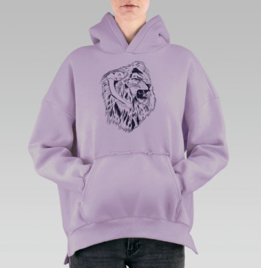 Объятия смелой души и львиной мощи, Hoodie Oversize Fiolet, утепленная