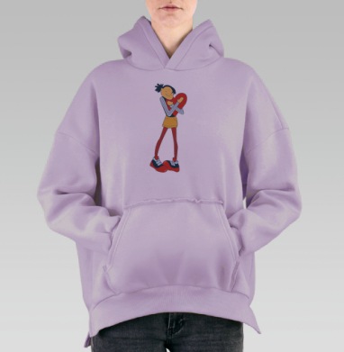 Обнимая сердце, Hoodie Oversize Fiolet, утепленная