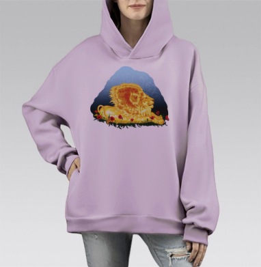 Огнегривый лев, Hoodie Mono Fiolet, оверсайз, утепленная