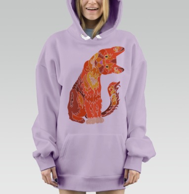 Огненный кот с наклоном головы, Hoodie Mjhigh Dig Mel, Fiolet, утепленная