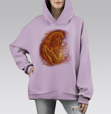 огненный лис, Hoodie Mono Fiolet, оверсайз, утепленная