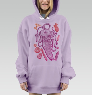OLD SKULL / Старый череп, Hoodie Mjhigh Dig Mel, Fiolet, утепленная