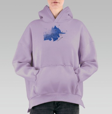 Origami bird 2 / Оригами журавлик 2, Hoodie Oversize Fiolet, утепленная