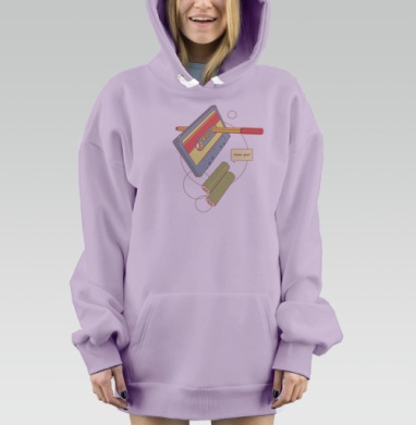 Оригинальный арт с кассетой и карандашами, Hoodie Mjhigh Dig Mel, Fiolet, утепленная