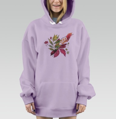 Осень и листья, Hoodie Mjhigh Dig Mel, Fiolet, утепленная